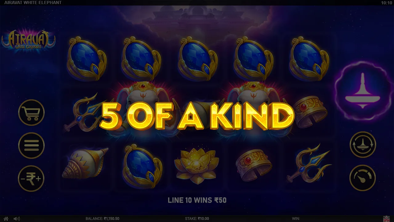 Five of a kind win across the reels