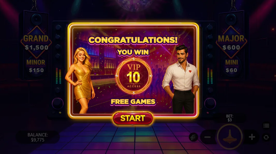 Free Games win celebration with VIP access banner