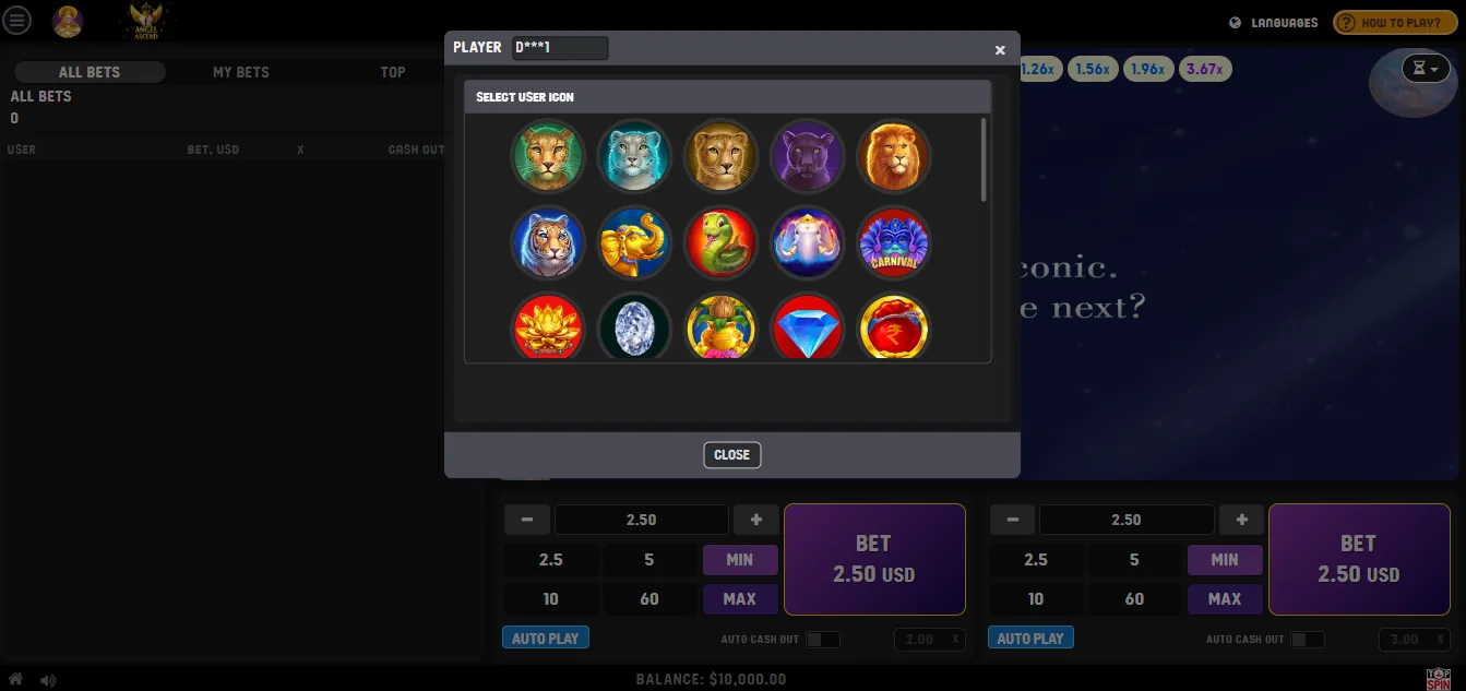 Player icon selection screen