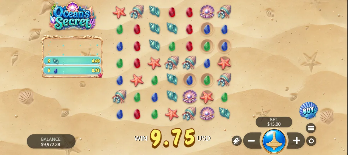 Base game reels on the sandy beach background